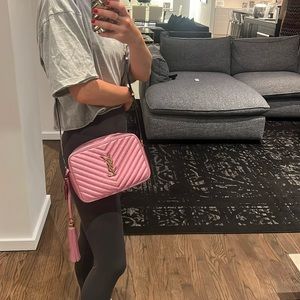 100% authentic metallic pink YSL camera bag